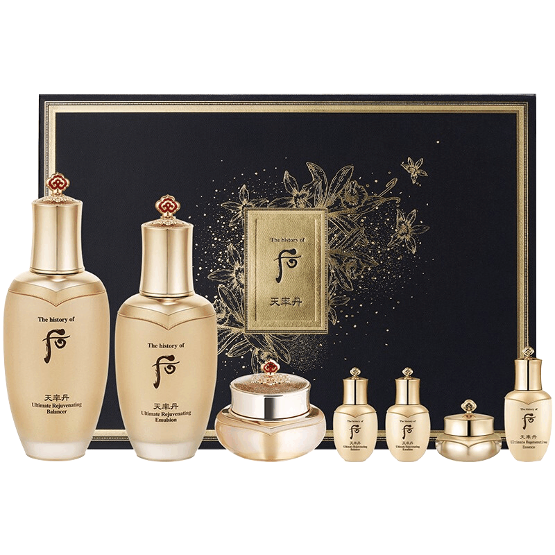 Whoo后套装盒套装护肤化妆品保湿 面部护肤套装礼盒 天率丹水乳面霜七件套装(高保湿)图片