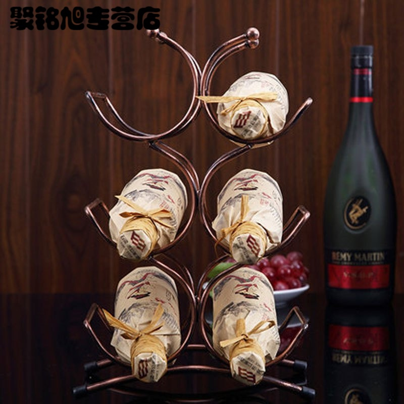 欧式创意客厅酒柜红酒架创意铁艺摆件装饰品葡萄酒架酒瓶架复古做旧家居家用红酒储放架子时尚简约酒架酒具