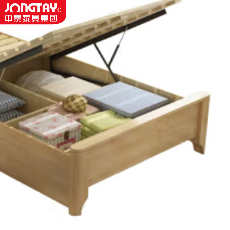 中泰(jongtay)1.0米实木床现代高箱单人床 J-CDZ71高清大图