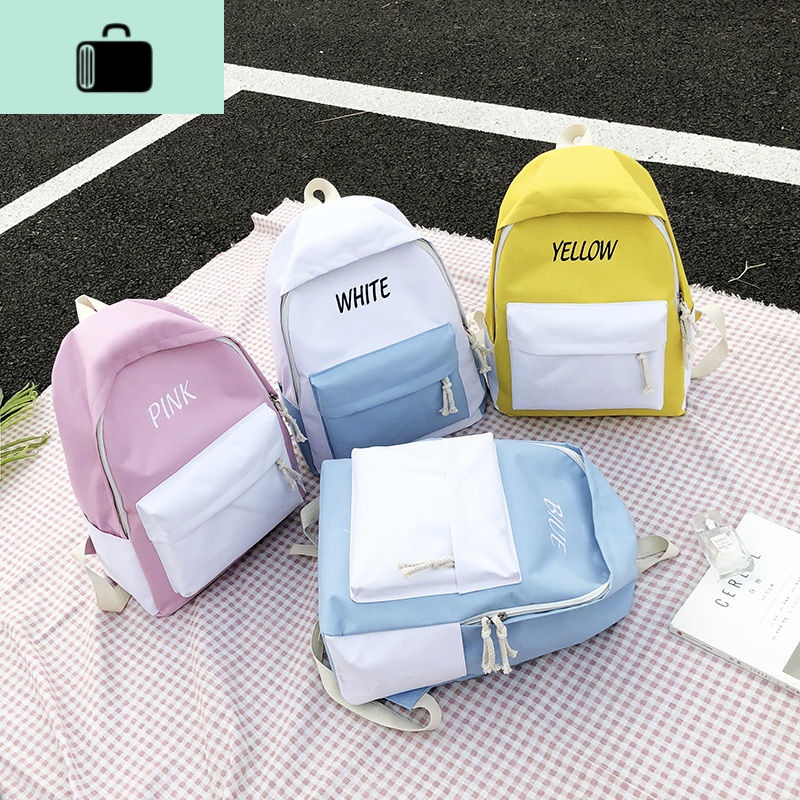 可爱挂件书包女韩版原宿校园高中学生时尚潮双肩包学院风情侣背包NEW LAKE高清大图