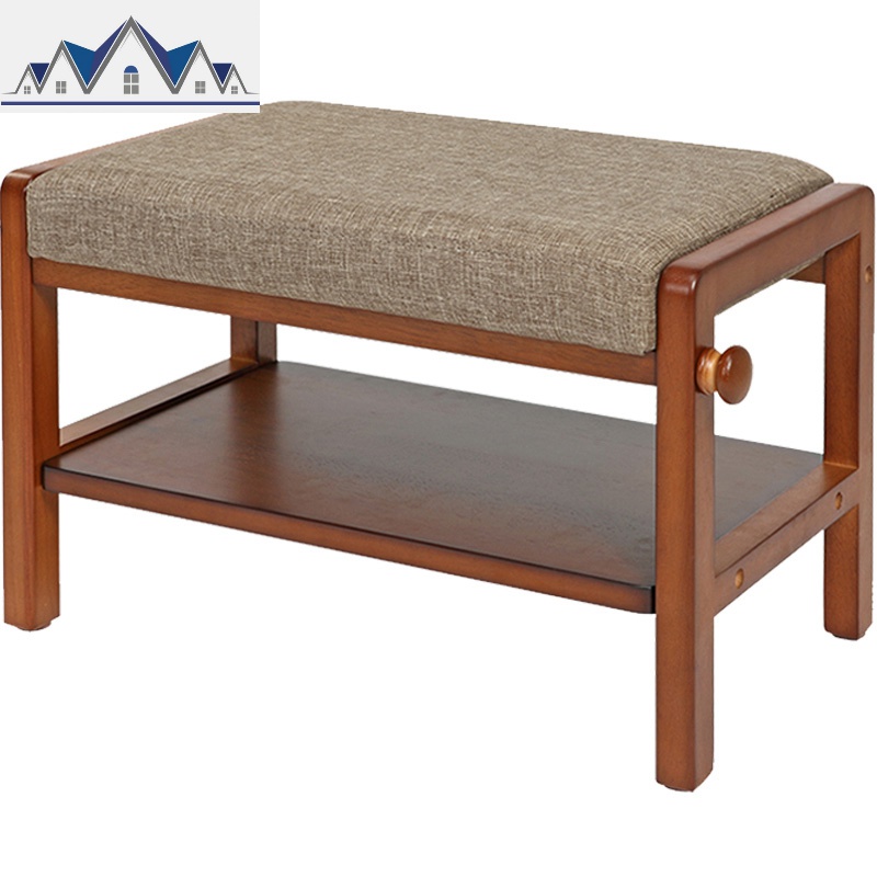 实木换鞋凳 简约现代布艺沙发脚凳储物鞋柜收纳玄关穿鞋凳 三维工匠收纳凳高清大图