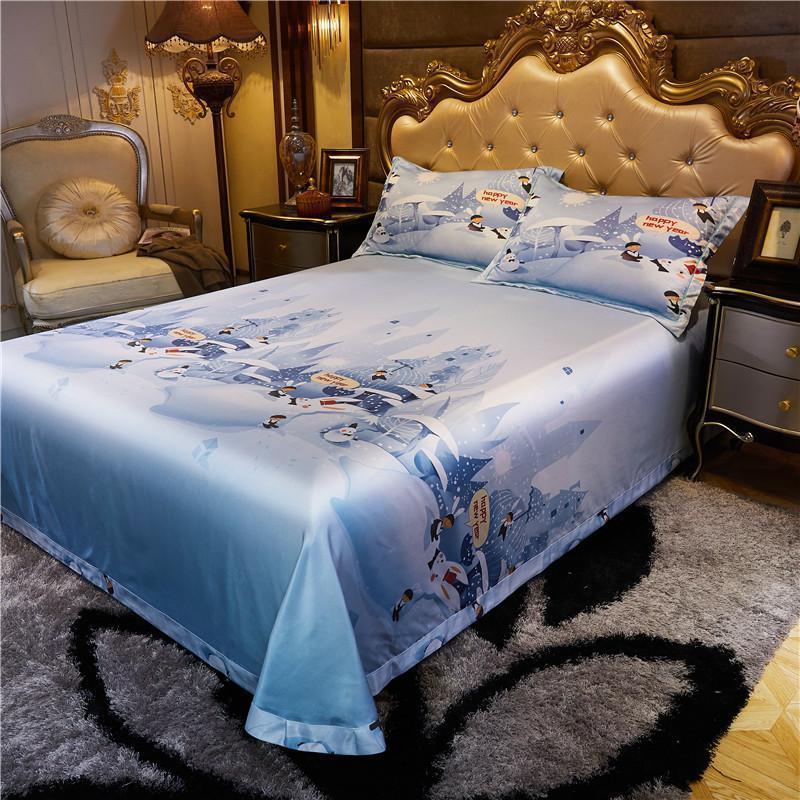 美帮汇夏季三件套冰丝凉滑床单凉席1.8m1.5床2.0米可水洗机洗折叠高清大图