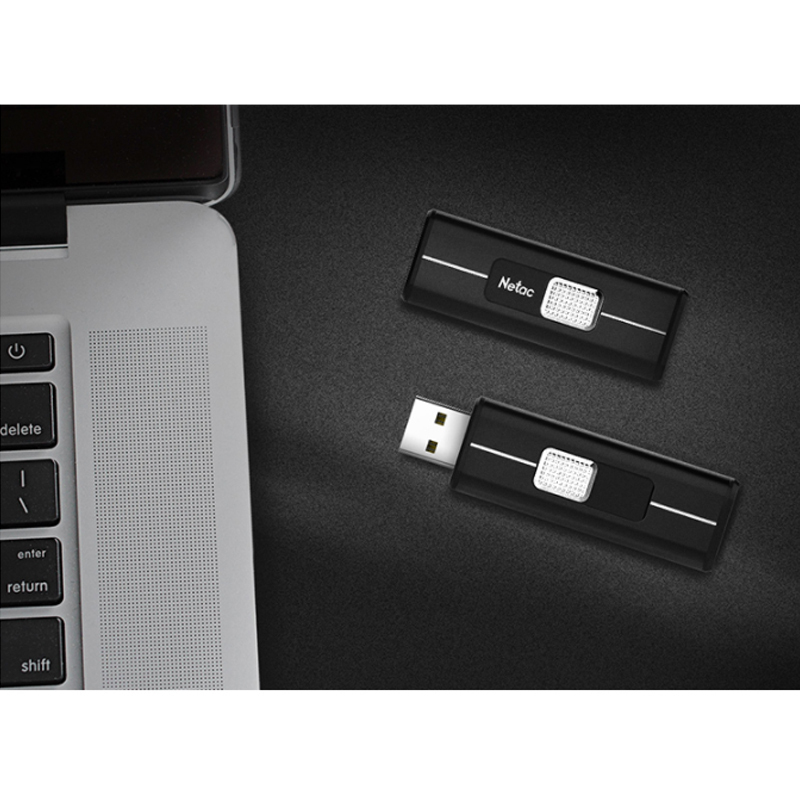 朗科(Netac) U366 64GB 推拉式全金属U盘 加密优盘 曜石黑