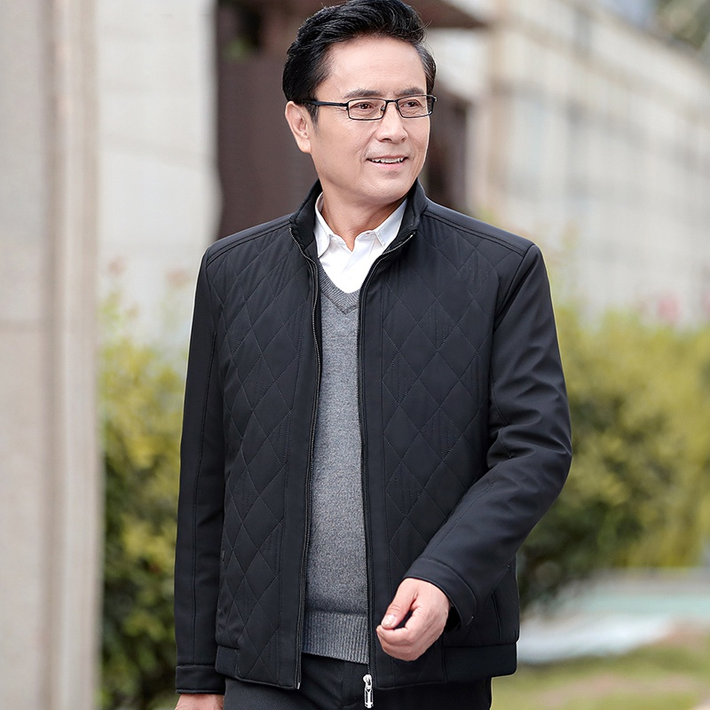 yuansu爸爸秋装外套中年男士休闲薄款翻领中老年夹克春