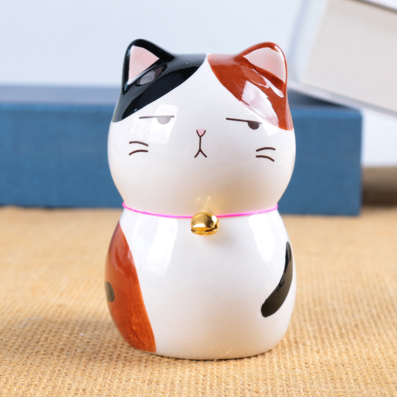 陶瓷小猫咪摆件创意家居饰品工艺品可爱少女桌面生日礼品公仔三维工匠