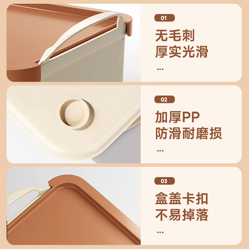 百草园手提桌面收纳盒杂物零食收纳筐储物箱卧室厨房收纳玩具带盖深小号高清大图