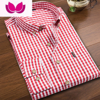 七斓新款男士长袖格子时尚衬衫韩版休闲商务格纹衬衣青年衬衫