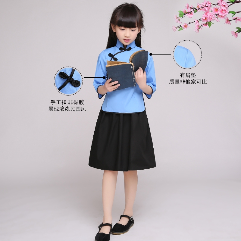 儿童民国学生装中国风咭木咭木jimujimu六一朗诵合唱演出服装女童民国