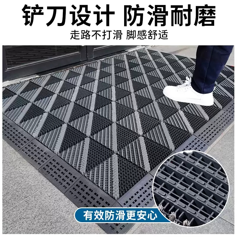 易企采 三刷灰色 商用门口地垫户外脚踏垫防滑垫耐磨脚垫地毯蹭土垫门厅蹭脚垫 单位:平方高清大图
