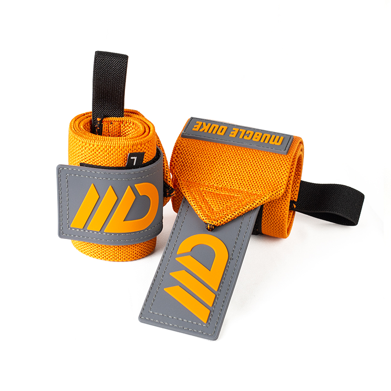 肌肉公爵4208/健身护腕卧推助力带 手腕固定防扭伤训练护具-巅峰款系列【硬核加压/2只装】 活力橙 均码/2只装