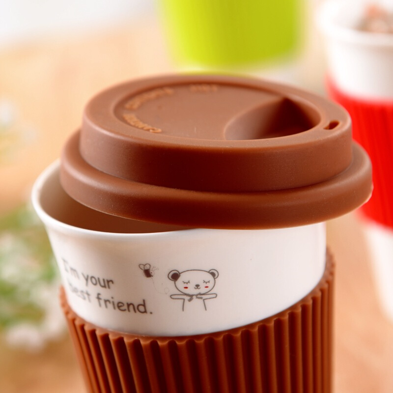 亿嘉IJARL 创意陶瓷情侣咖啡马克杯带盖随手水杯子三色可选高清大图