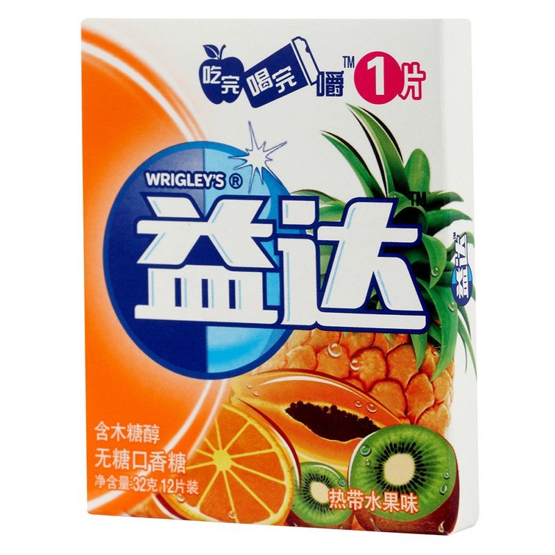 益达extra口香糖热带水果味12片装32g