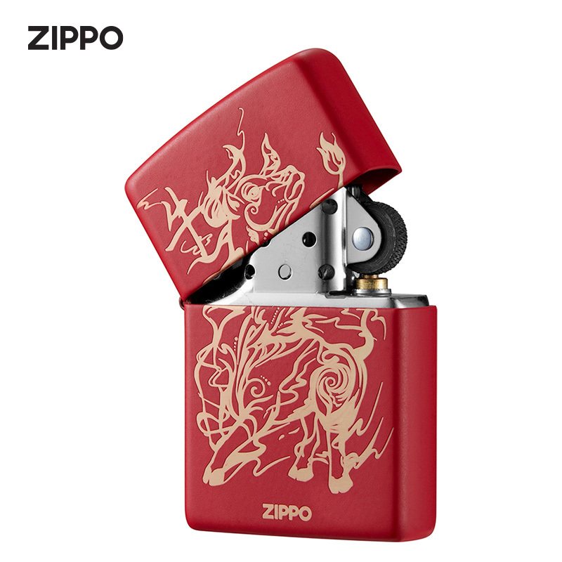Zippo芝宝打火机防风煤油打火机之宝鸿运当牛LZERA233G-0062生日礼物 礼品火机-新机无油 鸿运当牛
