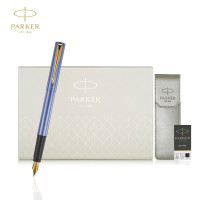 派克PARKER 钢笔 威雅XL青出于蓝金夹墨水笔+笔套礼盒装学生办公用品书写金属不锈钢F笔尖0.5mm可吸墨可替换墨囊