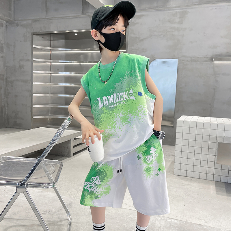 男童夏装无袖篮球服套装2025新款中大儿童男孩夏季运动背心速干衣