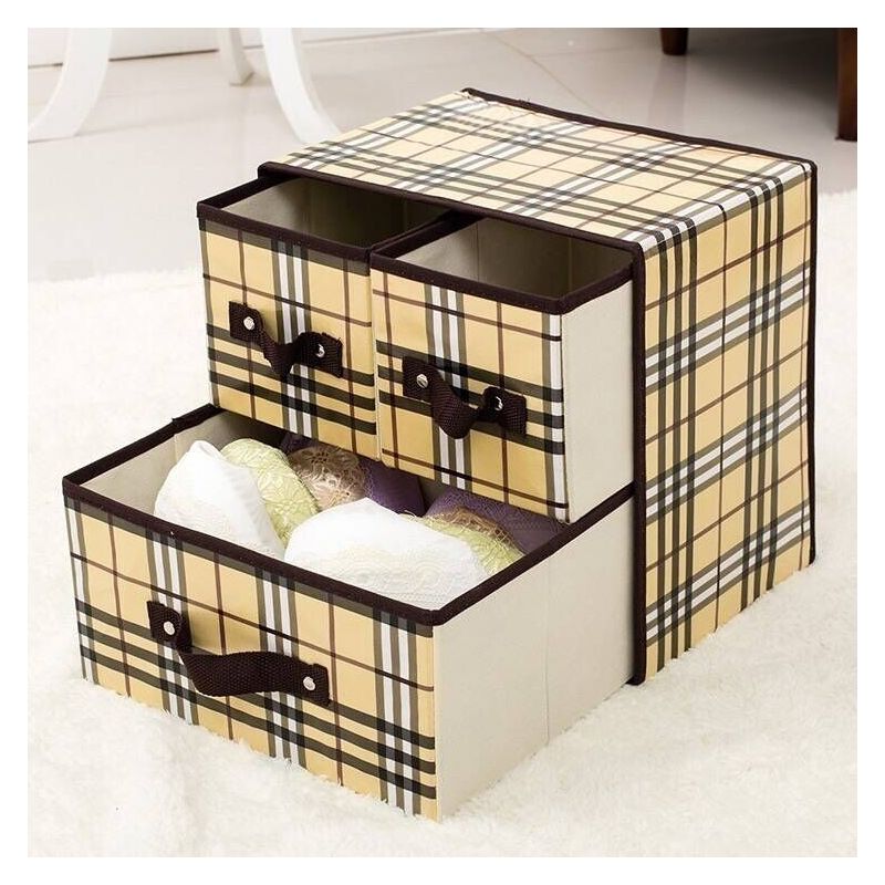 抽屉式内衣收纳盒装文胸袜子内裤的盒子布艺可折叠收纳箱整理箱