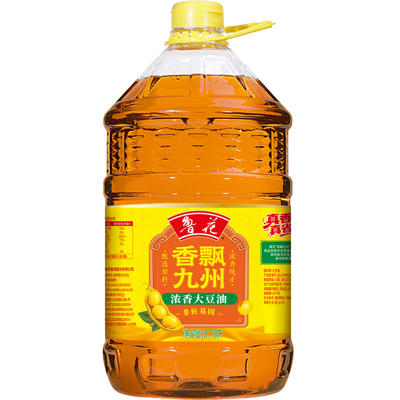 鲁花食用油非转基因香飘九州浓香大豆油 5.78L*1桶高清大图