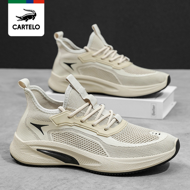 线下专柜同款卡帝乐鳄鱼cartelo新款透气飞织男鞋运动鞋板鞋透气休闲