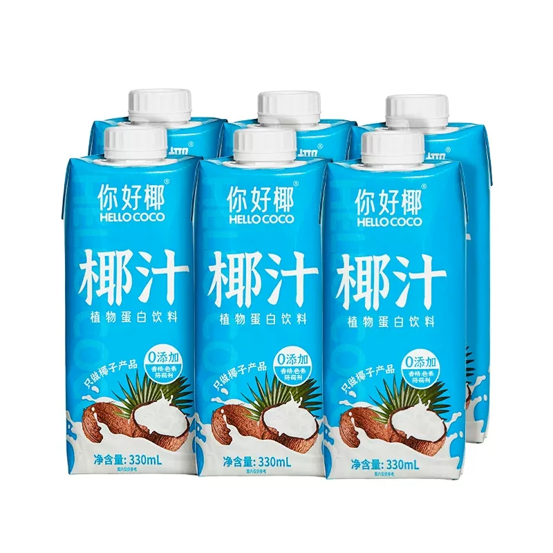 hellococo你好椰椰汁330ml6瓶生榨椰汁椰奶水果饮品椰汁水植物整箱网