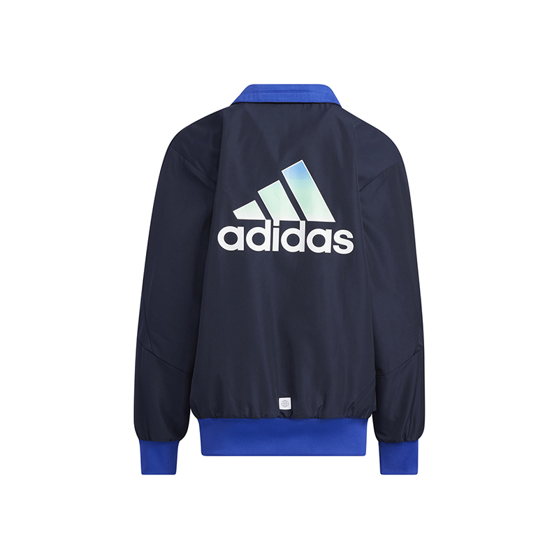 adidas 童装 Logo印花双面穿休闲运动夹克外套 男童女童 脉冲蓝 IA9302