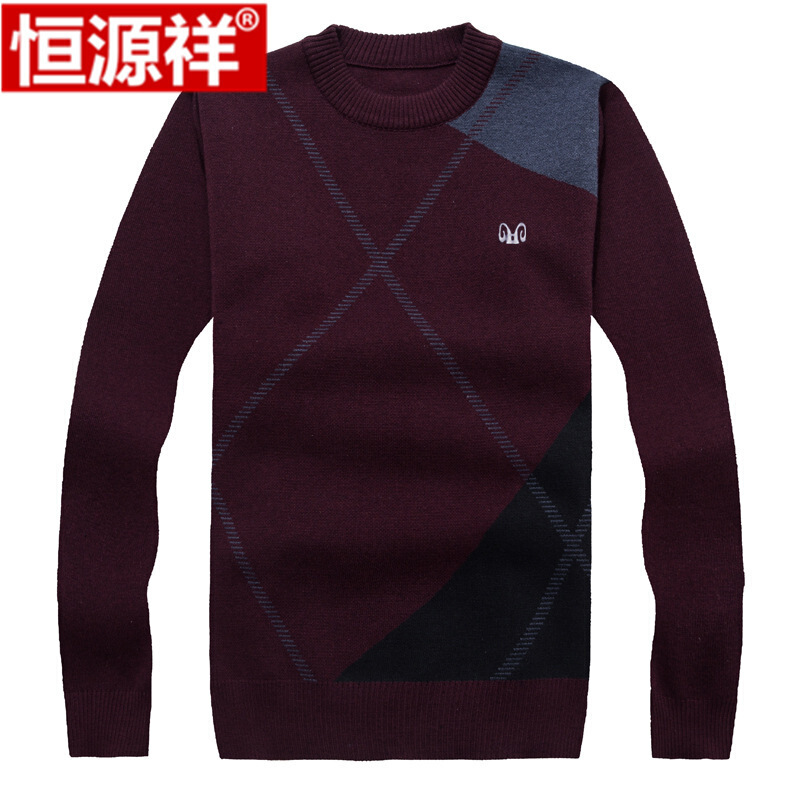 迪鲁奥（DILUAO)男士羊毛衫冬季加厚圆领毛衣男中年商务保暖商务针织衫高清大图