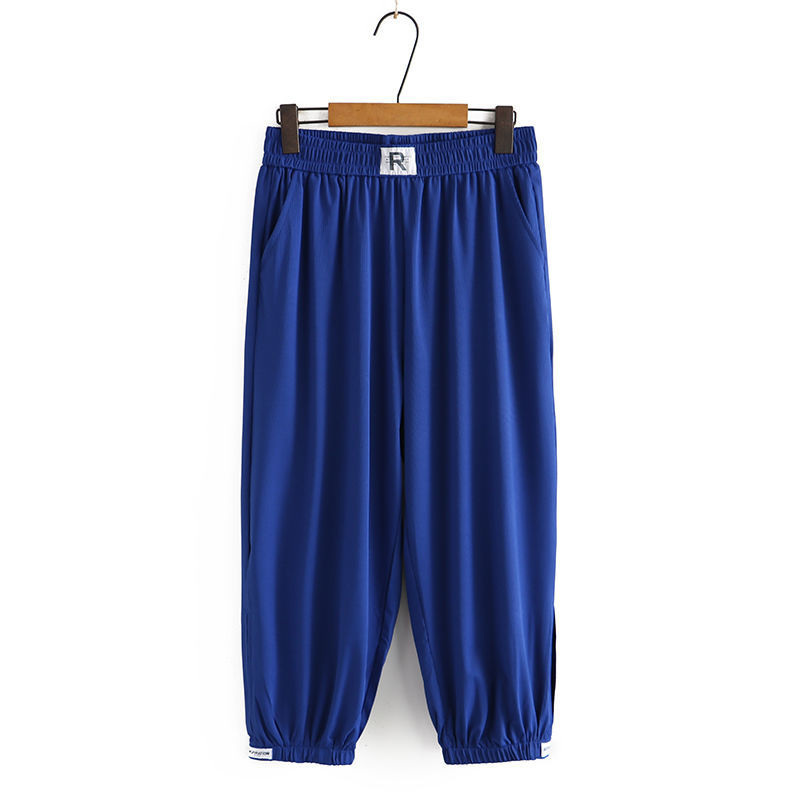 雅洛诗大码女装裤子女夏季薄款胖mm高腰垂感宽松灯笼裤冰丝八分裤