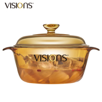 美国康宁(VISIONS) 家用晶炫透明汤锅 3.8L炖锅汤锅煲汤明火直烧玻璃锅 耐高温透明琥珀色锅