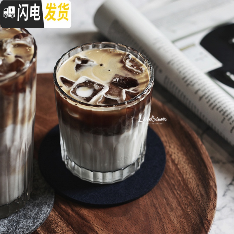 三维工匠小西郊 复古玻璃杯 ins冰咖啡杯 古典冰拿铁 冰美式杯 威士忌酒杯 295(矮粗)咖啡器具高清大图