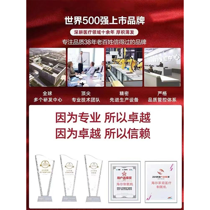 海尔制氧机医用3L制氧雾化吸氧机家庭家用老人孕妇氧气机
