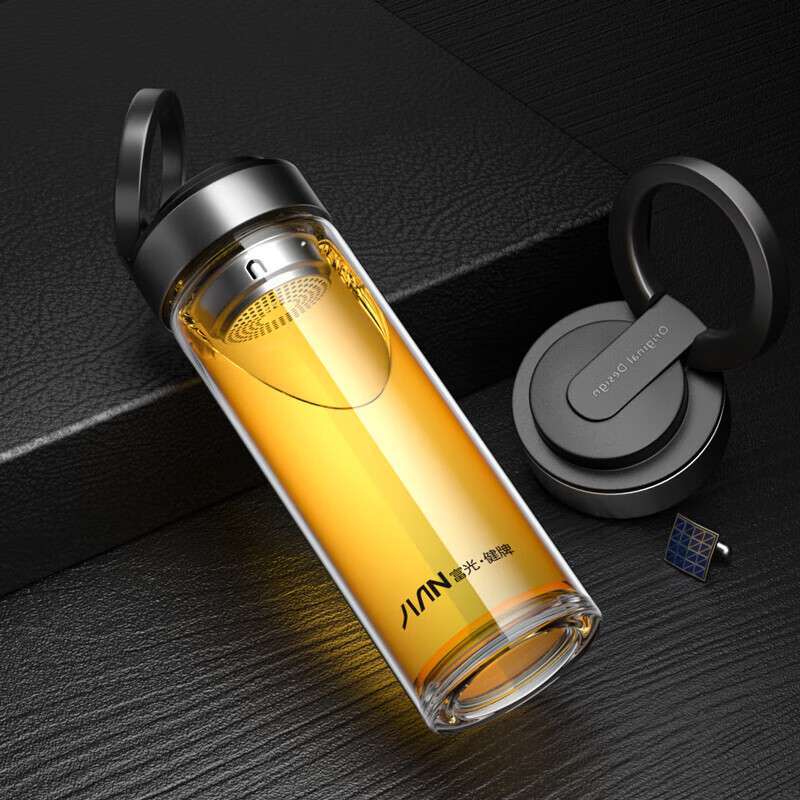 富光 X1902-SH-360 360ml 尚泽带拎手双层玻璃杯水杯茶杯高清大图