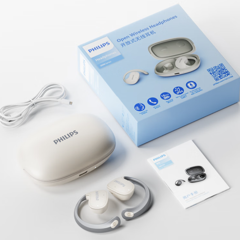 飞利浦(PHILIPS)骨传导概念挂耳式蓝牙耳机TAT2708白色高清大图