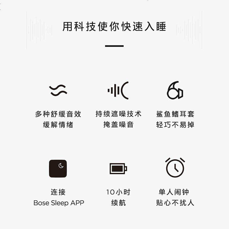 Bose sleepbudsII遮噪睡眠耳塞真无线防噪音耳塞声学科技舒缓音效长效续航 浅灰色 白色