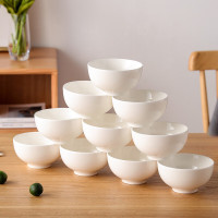 洁雅杰陶瓷碗中式白瓷小碗家用4.5英寸米饭碗喝汤碗面碗套装10只装