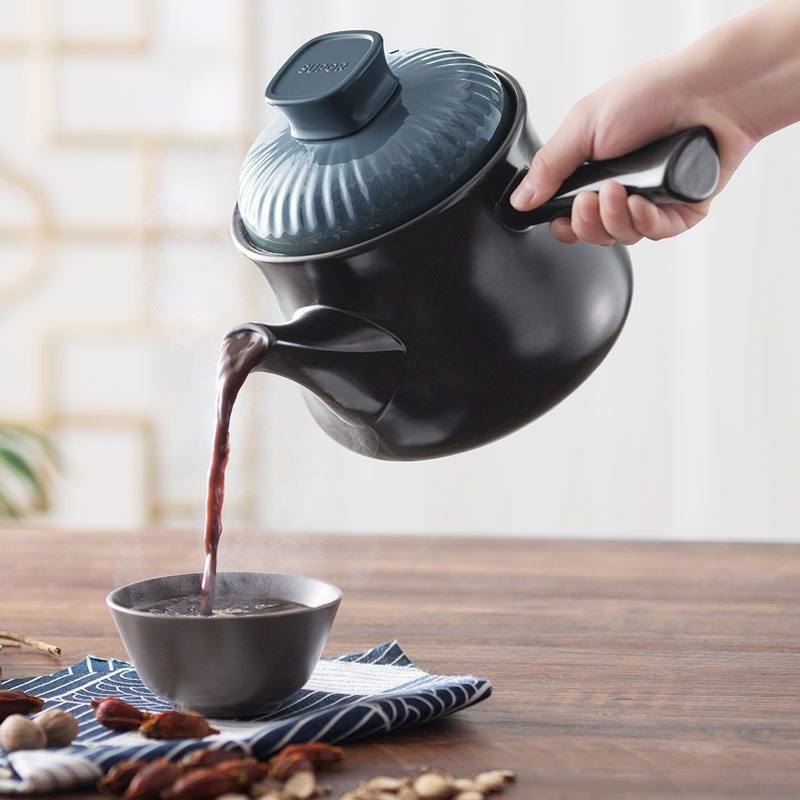 苏泊尔(SUPOR)砂锅炖锅家用欢喜系列燃气煲汤沙锅陶瓷煲石锅煤气专用2.5L药膳煲EB25SBT01送汤勺竹垫手套高清大图