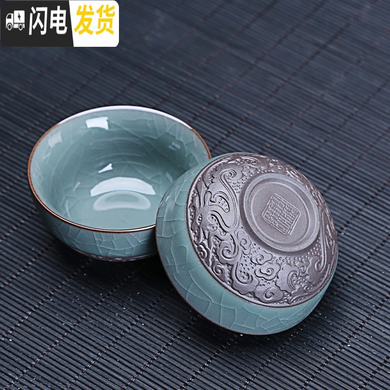 三维工匠陶瓷主人杯茶盏功夫小茶杯喝茶单个茶具茶碗哥窑品茗杯子 贤人指壶(品茗杯)高清大图