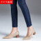 逸阳2020春季新款浅色牛仔裤女裤九分弹力小脚铅笔裤