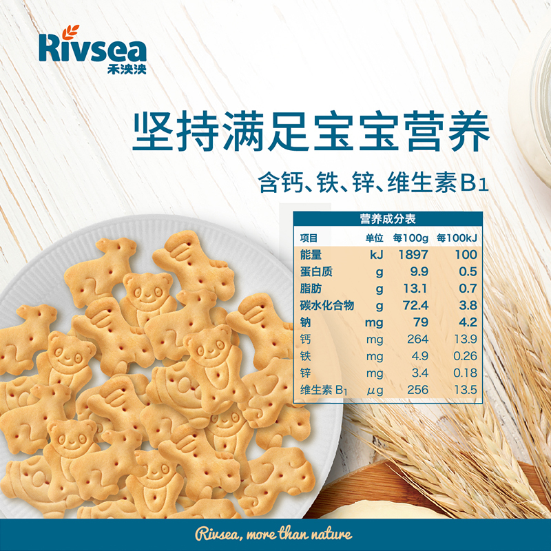 禾泱泱(Rivsea)婴幼儿分龄饼干组合5盒装(原味+蔬菜+香蕉+芝士+牛奶芝士)无添加食用盐与白砂糖 410克