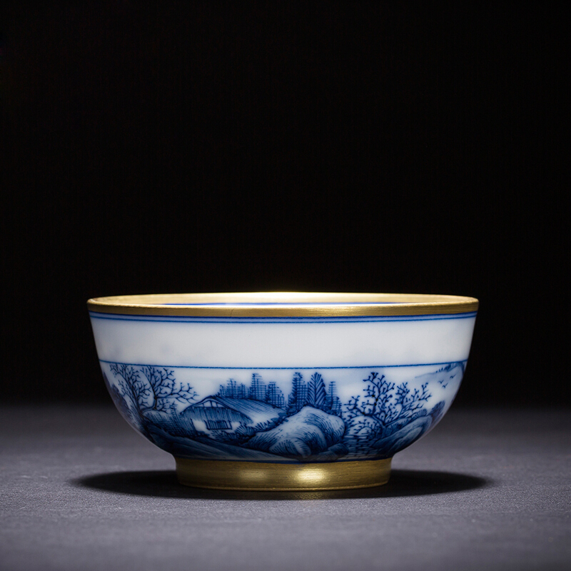 铭陶满堂景德镇手绘主人杯青花瓷茶杯单杯品茗杯复古青花瓷功夫茶杯