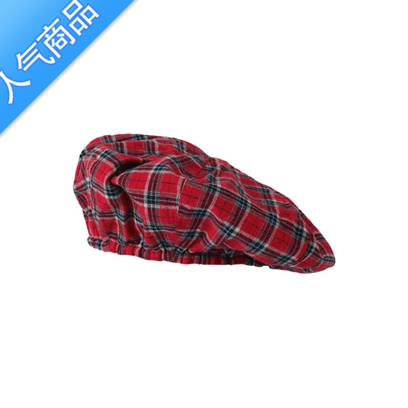 SUNTEK辣妹女团风复古红色格子贝雷帽女网红云朵帽显脸小韩系画家帽秋潮