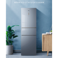 美的（Midea）冰箱三开门变温风冷无霜一级能效变频智能 BCD-271WTGPZM 沁玉蓝·钢化玻璃门