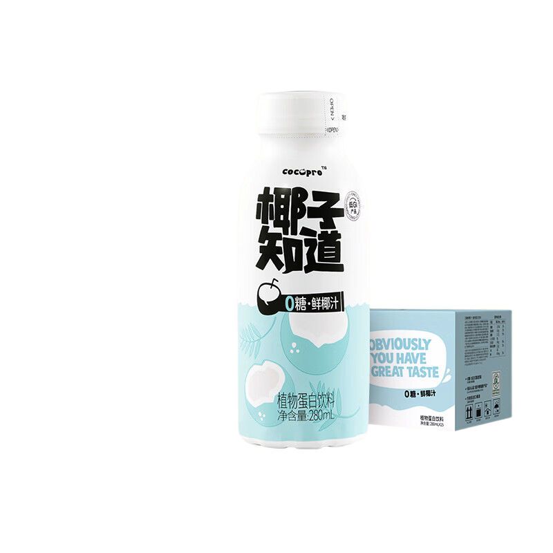 椰子知道0糖鲜椰汁280ml*15 单位:箱