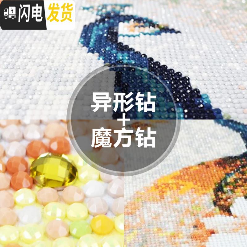 三维工匠钻石画2019年新款满钻客厅孔雀水晶玄关竖版小件点砖秀 满钻孔雀[70*120厘米]多加30钻量、送工具十字绣高清大图