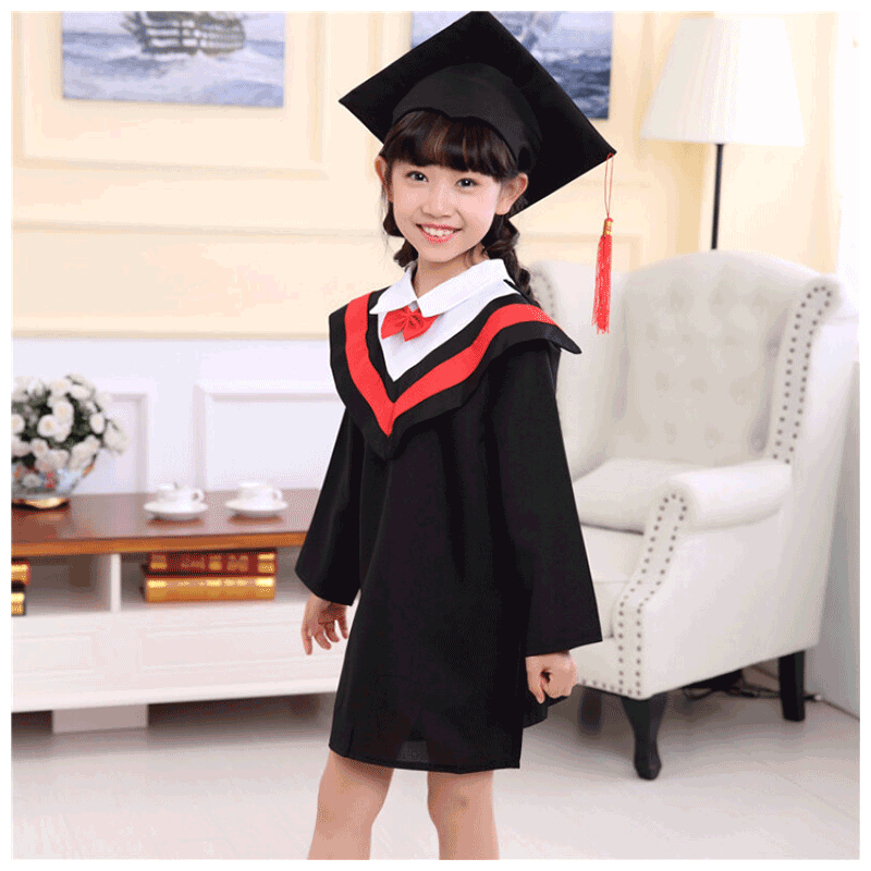 迪鲁奥(DILUAO)儿童演出服装中学生小学生博士服男女毕业礼服幼儿园学士服博士帽