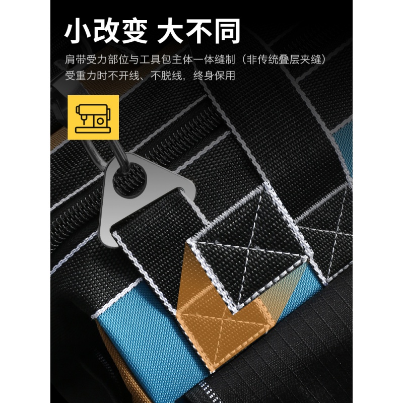 BONJEAN加厚耐磨单肩帆布包小工具袋腰包多功能电工维修木工手提工具包大 [MAX升级*两用带前盖]虎卫士塑胶底大号高清大图