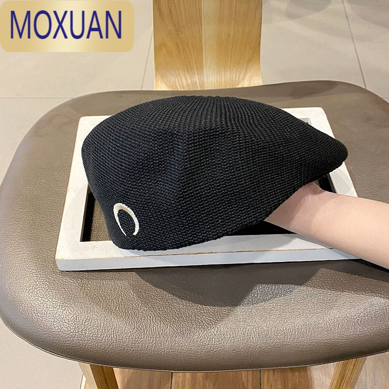 MOXUAN月亮贝雷帽女春秋款韩版百搭日系鸭舌帽英伦复古针织反戴前进帽潮