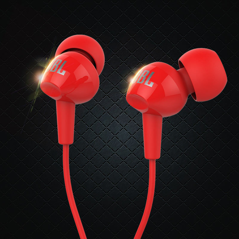 JBL C100SI红色入耳式耳机通用男女生苹果安卓电脑手机有线iphone耳机