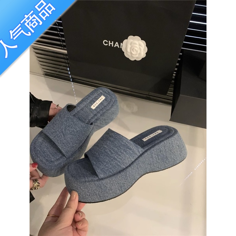 SUNTEK厚底拖鞋女夏季外穿2023新款网红超火凉拖鞋女士高跟海边沙滩鞋拖高清大图