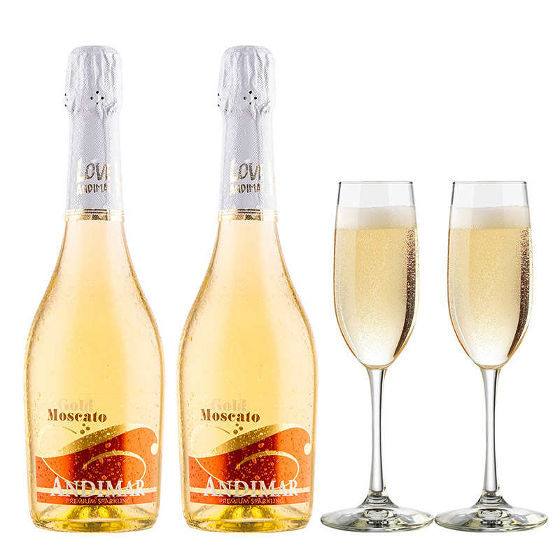 西班牙原瓶进口葡萄酒 爱之湾晶白起泡酒双支装750ML*2享香槟杯