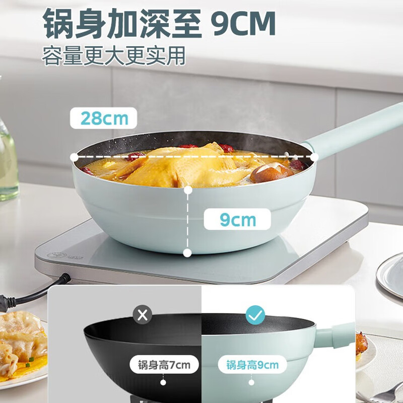 美的不粘炒锅家用炒菜锅电磁炉燃气灶专用锅具 CL28S01T高清大图