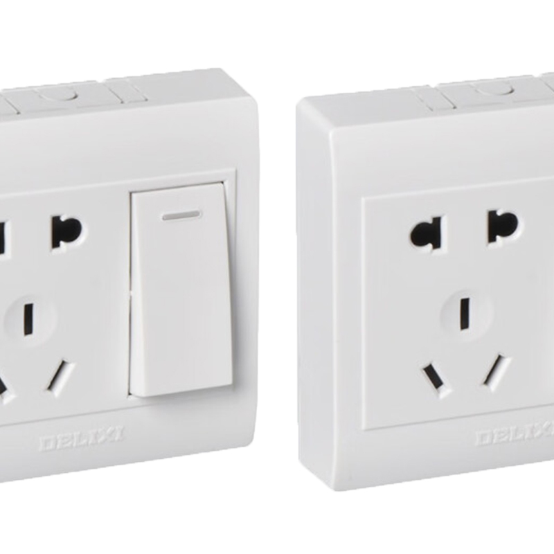 德力西delixi明开关插座面板一开五孔插座单个装